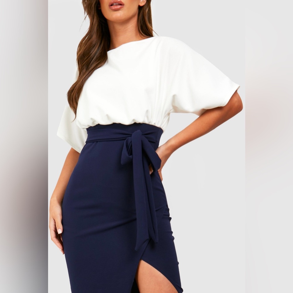 Boohoo - COLOR BLOCK KIMONO SLEEVE MIDI DRESS, NWOT, size 8